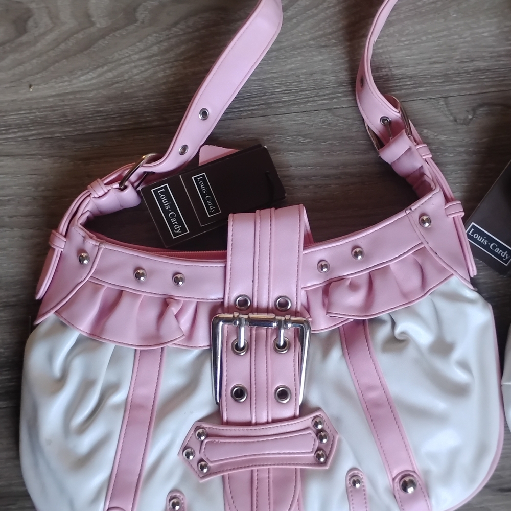 Pink and Silver Hobo Shoulder Bag with Ruched Details